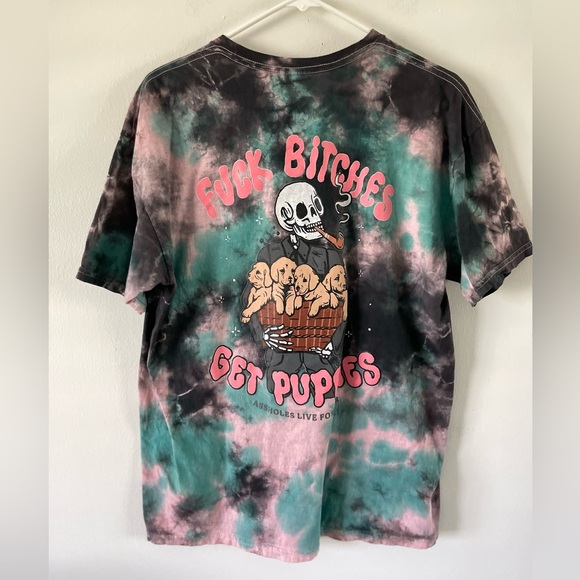assholes live forever Other - Assholes*s Live Forever Tie Dye SHIRT Mens L Fuc* Bit**s Get Puppies Skeleton